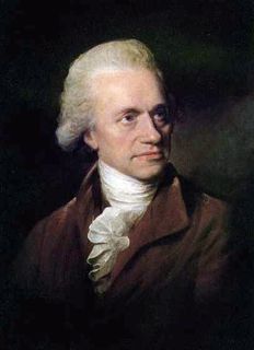 Portrait à l'huile d'un homme regardant vers sa gauche, portant ses cheveux blancs peignés vers l'arrière, portant un foulard blanc noué au cou et un veston brun